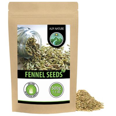 Alpi Nature Fennel Seeds 500g 1.1 lb, Whole Fennel Seeds for Cooking, Spice Blends and Tea