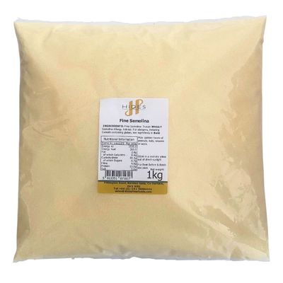 Hides Fine Foods - Fine Semolina 1kg - GMO Free - Suitable for Vegetarians - Ideal For Making Pasta - Semolina Pudding - Dough - Bread - Thickener