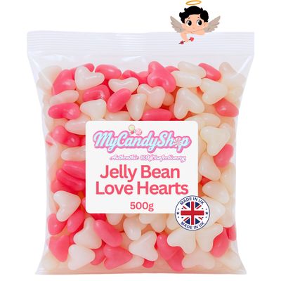 Jelly Beans Love Heart Sweets - 500g Mother's Day &amp; Valentines Day Sweets Made in the UK Great for, Anniversaries, Wedding Favours &amp; Valentines Day Gifts For Her &amp; Him