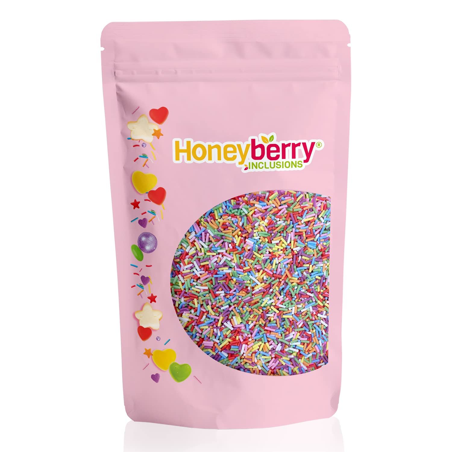 HONEYBERRY INCLUSIONS Rainbow Sugar Strands 500g - Premium Edible Multicolured Decorating Vermicelli Sprinkles for Baking, Cupcake and Cake Decorations, Ice Cream, Dessert and Icing Decoration Toppers