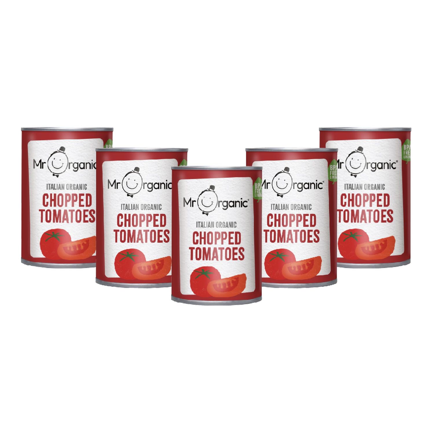 Mr Organic - Italian Chopped Tomatoes - 12 x 400g Tins - Organic, Vegan &amp; Gluten Free - Sun-Ripened from Our Farm in Italy - No Added Salt, Sugar or Citric Acid - BPA-Free Tin