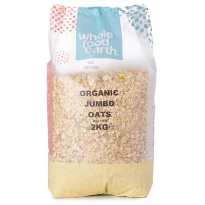 Wholefood Earth Organic Jumbo Oats - 2 kg Vegan GMO Free High Fibre Certified Organic