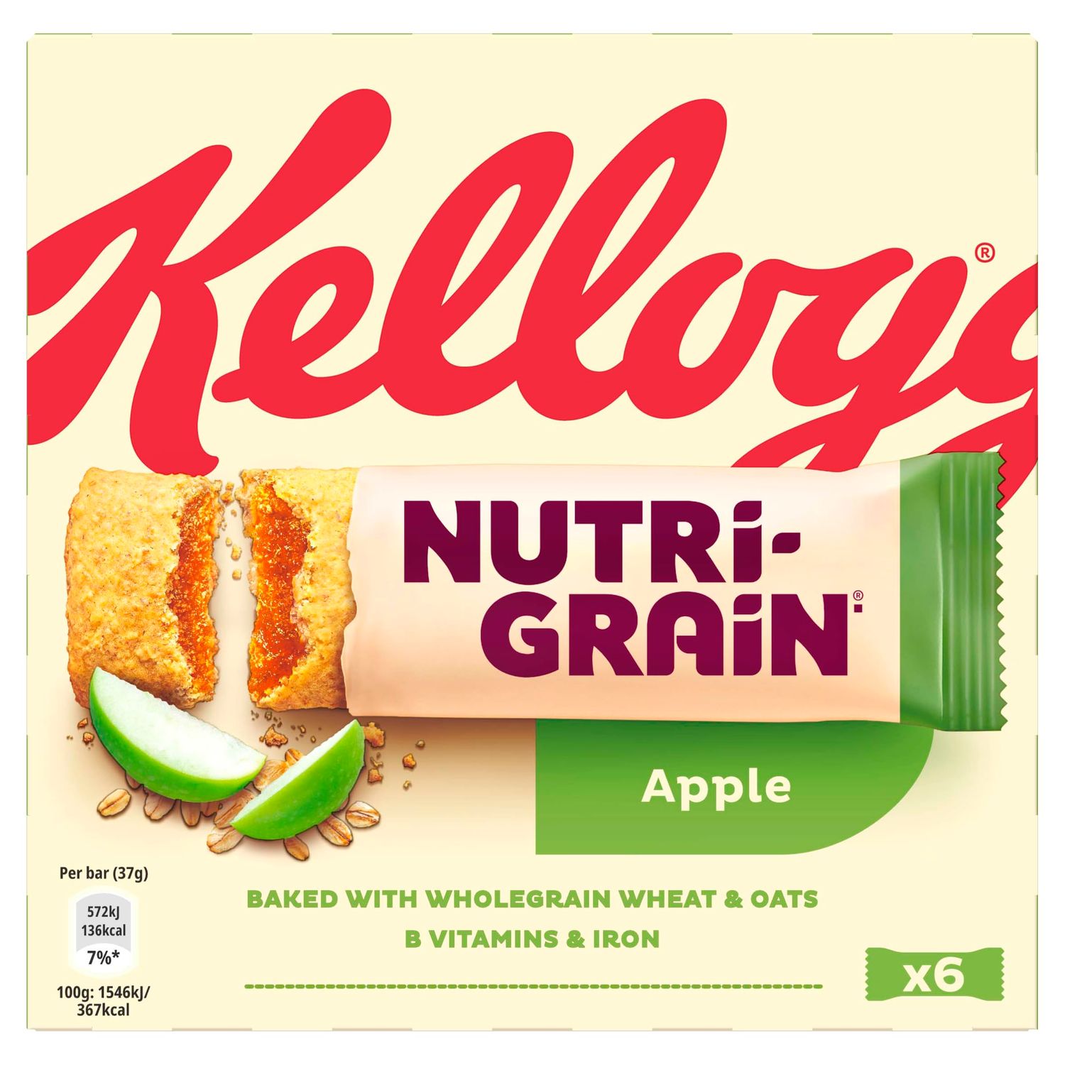 Kellogg's Nutri Grain Fruity Breakfast Bars Apple 6x37g