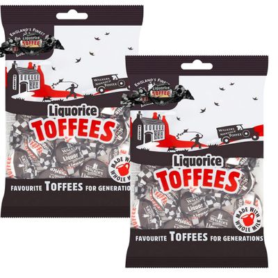 WALKERS NONSUCH Liquorice Toffees, Traditional British Chewy Sweets, Rich Liquorice Flavour, Individually Wrapped, 150g, 2 Pack