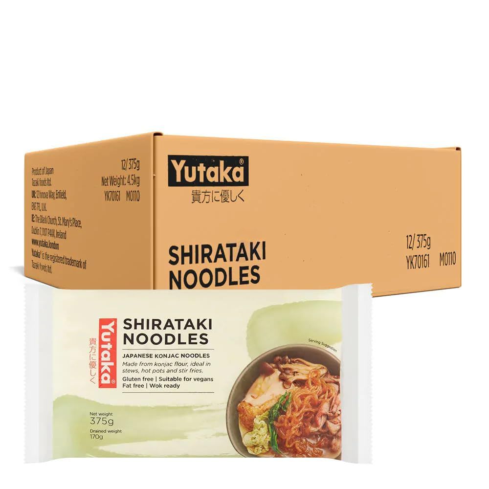 Yutaka White Shirataki Noodles 170g (Pack of 12) Authentic Japanese Konjac Noodles Vegan, Gluten-Free, High in Fiber Almost Zero Carbs &amp; Calories Ideal for Keto &amp; Low-Carb Diets