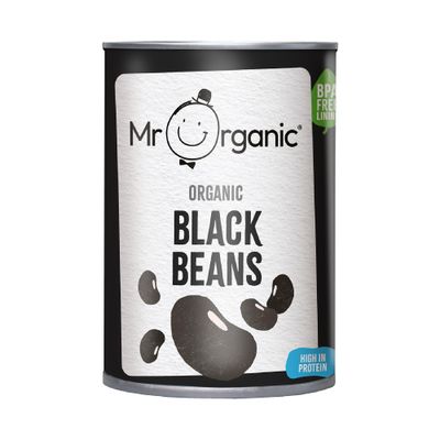Mr Organic - Black Beans 400g - High Protein & Fibre - Ready to Eat - Perfect for Salads, Stews, and Soups - Organic and Suitable for Vegans - Pack of 1