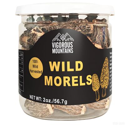 VIGOROUS MOUNTAINS Dried Wild Morel Mushrooms, Wild Harvested, Earthy Flavor & Rich Umami - 56.7g - Perfect for Gourmet Cooking, Soups, Pasta & Risotto