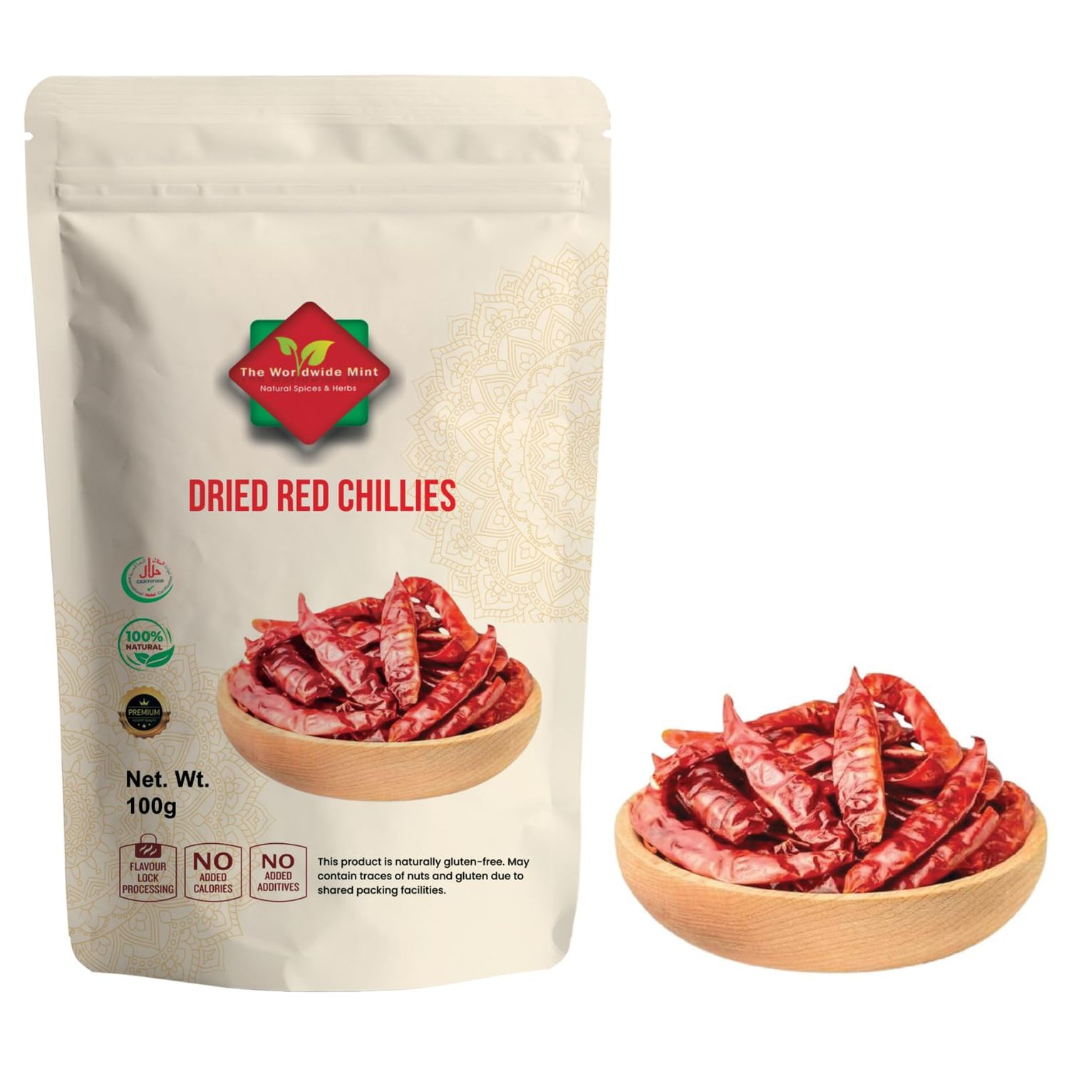 Premium Red Dried Indian Chilies (100G / 3.5Oz) Authentic Whole Chilis for Cooking Spice &amp; Flavor Natural Sun-Dried Rich in Heat &amp; Flavor