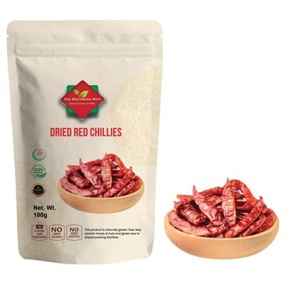 Premium Red Dried Indian Chilies (100G / 3.5Oz) Authentic Whole Chilis for Cooking Spice &amp; Flavor Natural Sun-Dried Rich in Heat &amp; Flavor
