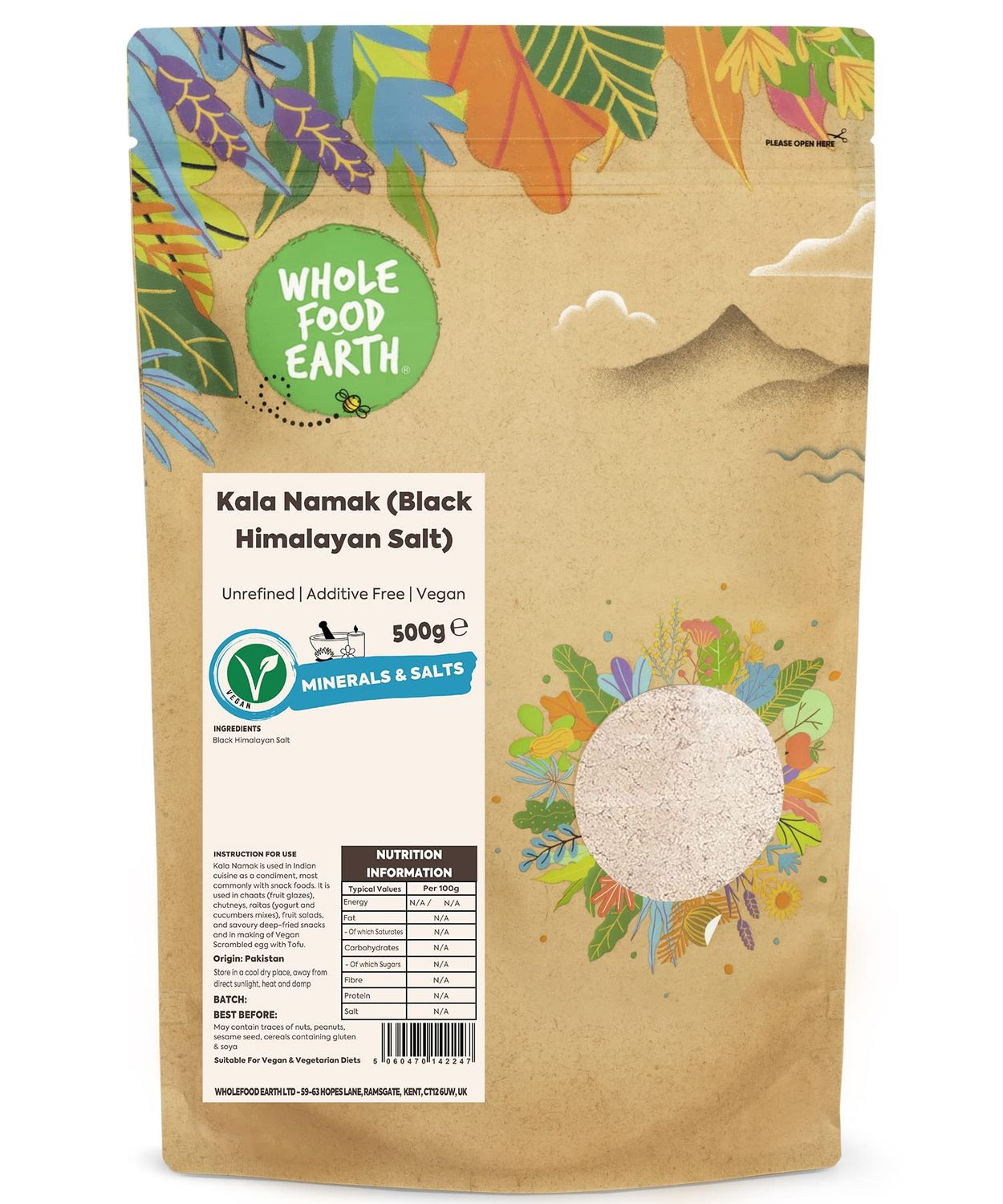Whole Food Earth Kala Namak (Black Himalayan Salt) 500 g