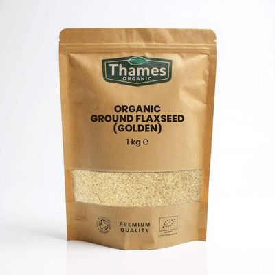 Organic Ground Linseed Flaxseed Golden 1kg -Certified Organic, Non-GMO, Vegan, No Additives, No Preservatives, Resealable Bag by Thames Organic Golden 1kg