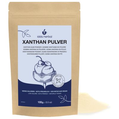 IDDA Herbal Xanthan Gum Powder 100g 3.5 oz, Xanthan Gum Gluten Free for Baking and Ice Cream, Natural Food Stabiliser and Thickening Agent