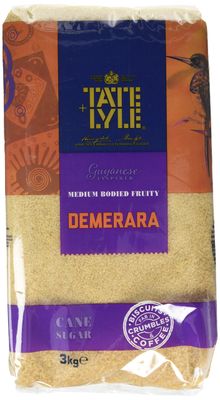 Tate &amp; Lyle - Demerara Brown Sugar - Fruity, Sweet-Spiced Crystals with Crunch - For Hot &amp; Cold Drinks, Baking and Toppings - Vegan, Vegetarian and Suitable for Kosher Diets - 3kg x 4