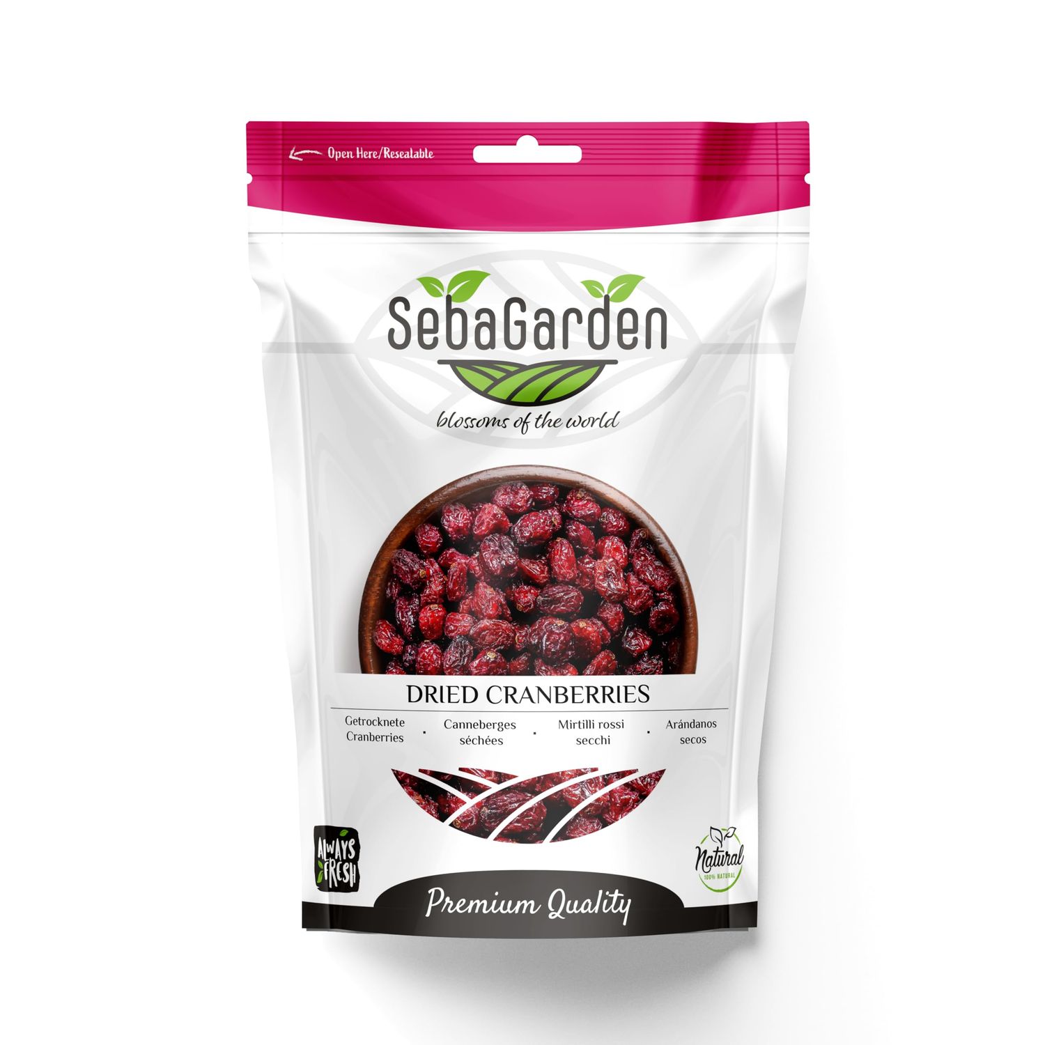 Seba Garden Premium Dried Cranberries 1kg - Delicious, and Packed with Flavor for Snacking, Baking, and Cooking