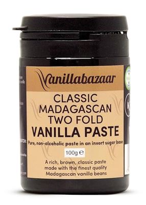 Classic Madagascan Vanilla Paste Double Strength with Seeds (100g) Natural, Kosher, Halal Certified, Vegan, Alcohol-Free Premium Baking Ingredient with Extra Seeds in Gel Form Vanillabazaar