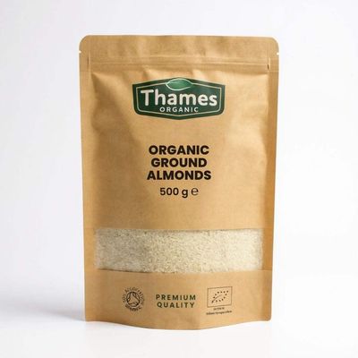 Organic Ground Almond- Raw, Unsalted, Non-GMO, No Additives, No Preservatives, Vegan - High in Protein, Healthy Fats, and Antioxidants - Perfect for Snacking, Baking, and Cooking - Thames Organic 500g