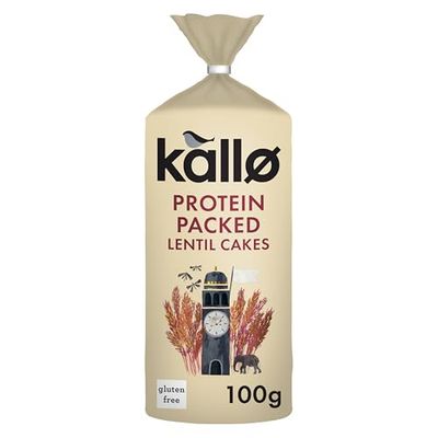 Kallo Protein Packed Lentil Cakes, Low Fat Healthy Snacks, Vegan & Coeliac Friendly, Gluten Free & Sugar Free with No Artificial Colours or Flavours, Single Pack - 1 x 100g