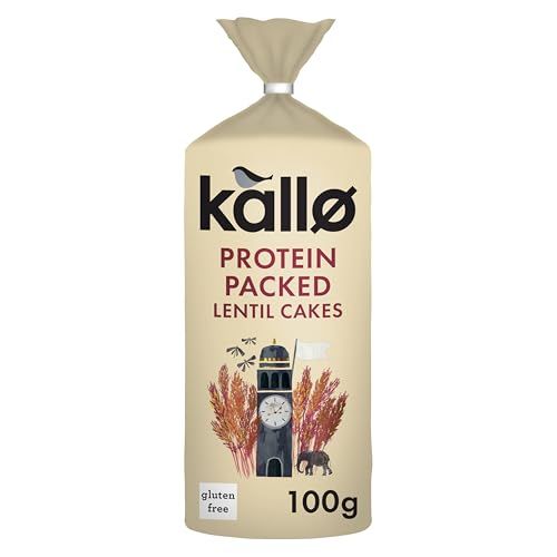 Kallo Protein Packed Lentil Cakes, Low Fat Healthy Snacks, Vegan &amp; Coeliac Friendly, Gluten Free &amp; Sugar Free with No Artificial Colours or Flavours, Single Pack - 1 x 100g
