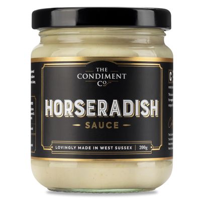 The Condiment Company Horseradish Sauce - Extra Hot British Creamed Horseradish Sauce, Mustard-Free, Gluten Free 200g Jar - Perfect for Christmas Roasts, Festive Feasts, Hampers & Foodie Gifts