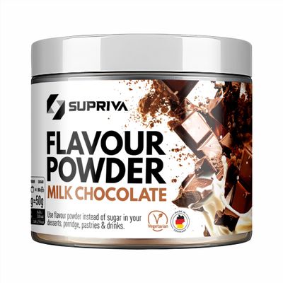SUPRIVA Flavour Powder-Milk Chocolate, Only 4kcal/Serving, Sugar-Free Sweetener, High in Fibre, Delicious Flavour, Craving Control, Supports Weight Management, For Food, Drinks &amp; Baking, 66Servings