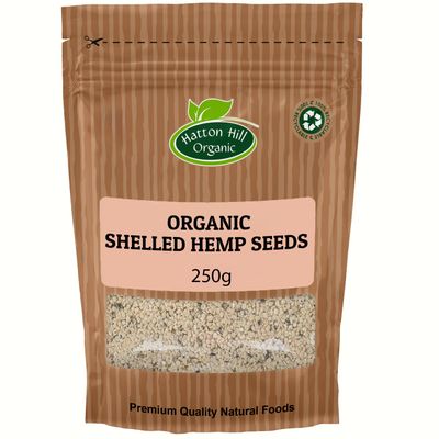 Organic Shelled Hemp Seeds 250g by Hatton Hill Organic Hulled, Raw, Grain, Nutrient-Rich Superfood for Every Meal