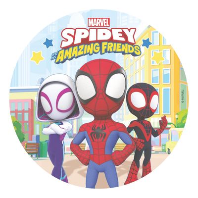 Dekora - Children's Birthday Cake Decoration - Edible Spidey Cake Topper 20 cm Wafer Paper for Cake Decorating - Gluten Free, Lactose Free, And No Sugar Added - Suitable for Vegetarians