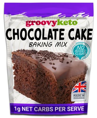 Groovy Keto Chocolate Cake/Cupcake Mix Low Carb Keto Friendly Sugar Free Only 1g Net Carbs Per slice Keto Baking Mix, Diabetic Friendly - 260g Pouch