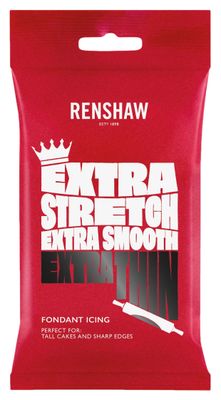 Renshaw Black Extra Stretch, Smooth &amp; Thin Fondant Icing, 1 kg (Pack of 1) - Ready to Roll Icing for Cakes