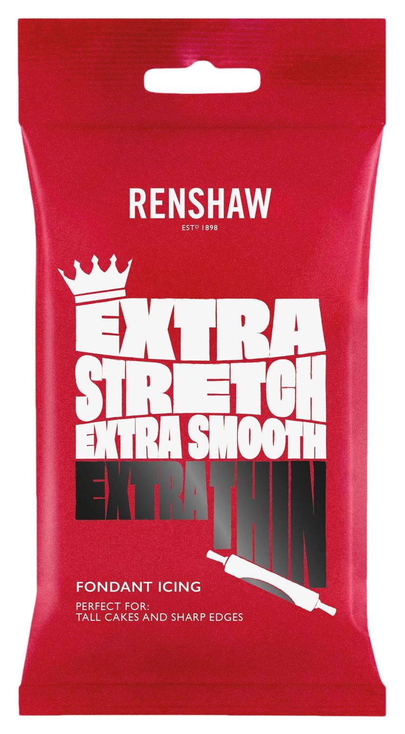 Renshaw Black Extra Stretch, Smooth &amp; Thin Fondant Icing, 1 kg (Pack of 1) - Ready to Roll Icing for Cakes