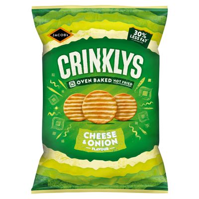 JACOB'S Crinklys Cheese &amp; Onion Baked Snacks Share Bag, 150g