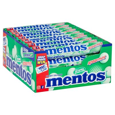 MENTOS - Soft Mints - Crisp Outer Shell and Soft Centre - Spearmint Flavour - 40 Rolls