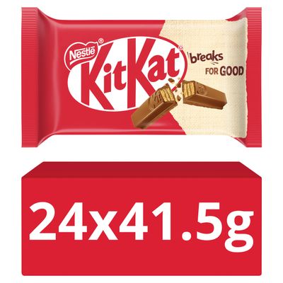KitKat 4-Finger Milk Chocolate Biscuit Bar 24x 41.5g Bars Chocolate Multipack