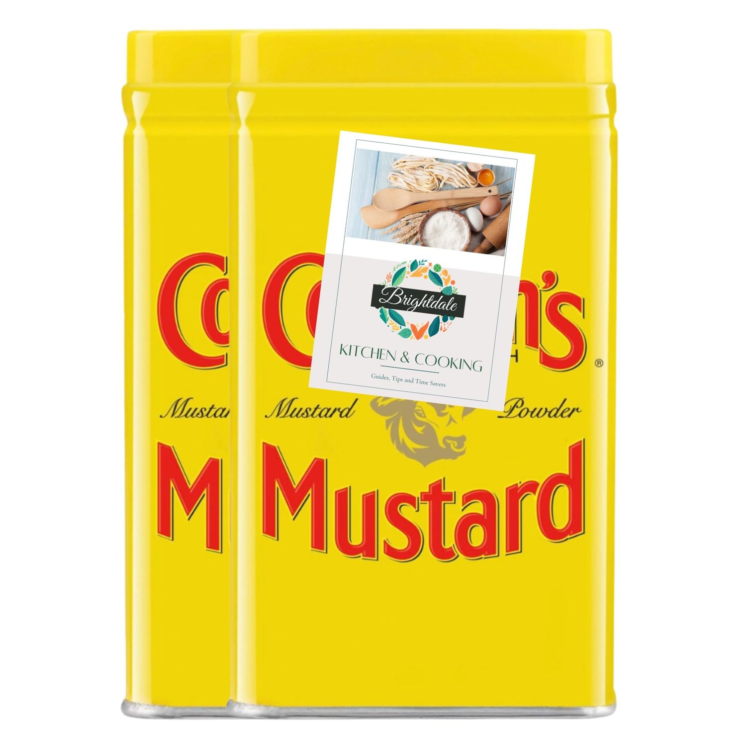 Mustard Powder Bundle with Colmans Mustard Tin Powder 57g 2 Pack + Brightdale Kitchen Booklet