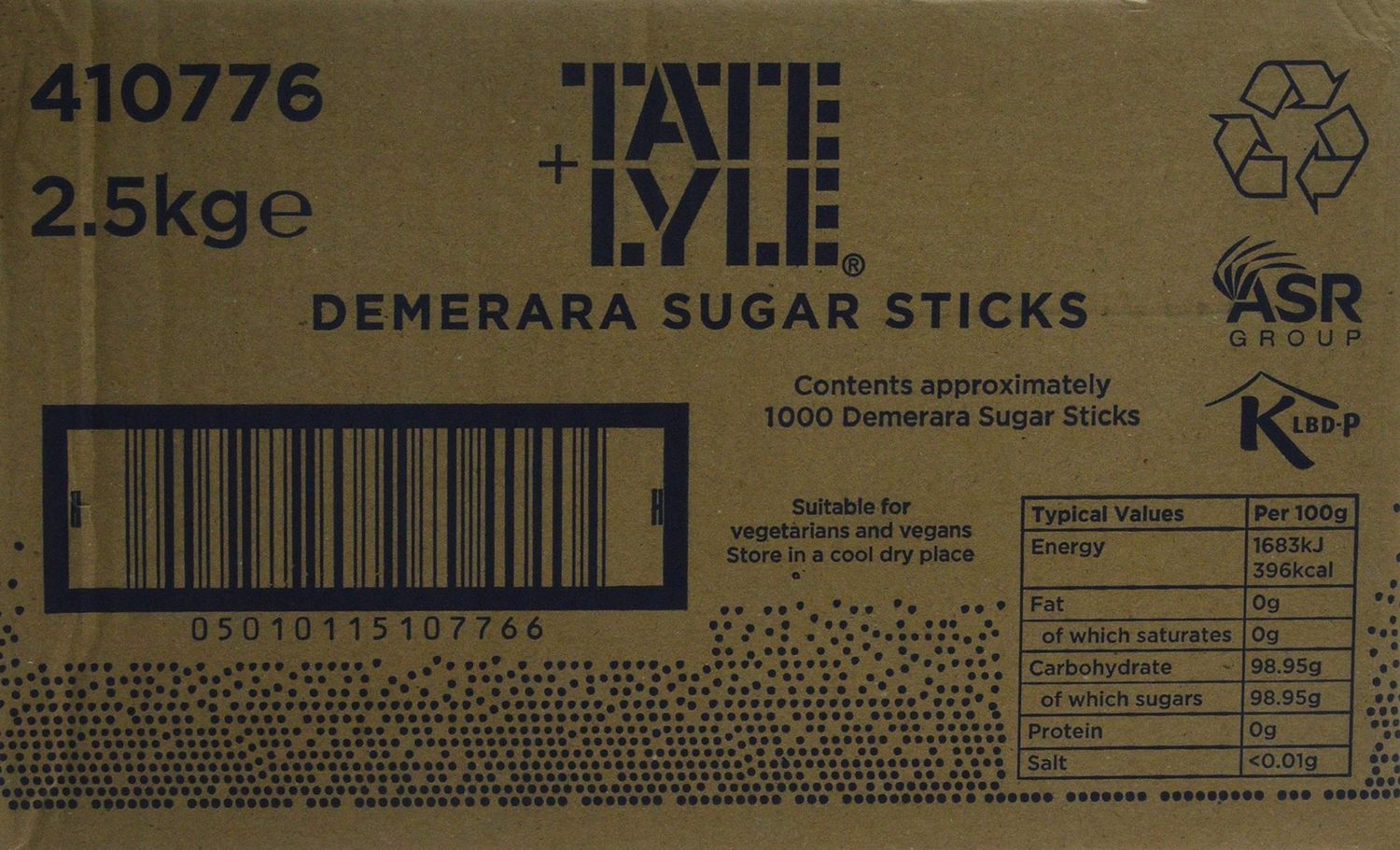 Tate &amp; Lyle - Fairtrade Demerara Brown Sugar Sticks - Fruity, Sweet-Spiced Crystals with Crunch - For Hot &amp; Cold Drinks, Baking and Toppings - 1000 x 2.5g