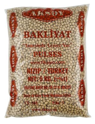 Aksoy Premium Quality Dry Chickpeas 5KG (Size 8-9mm) Natural, Raw, and Nutritious Perfect for Soups, Hummus, Rice, and Salads High in Protein and Fiber