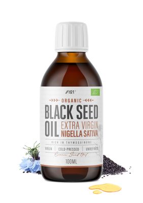 Organic Black Seed Oil 100ml - Cold &amp; Freshly Pressed - Up to 5X% Strength Thymoquinone - 100% Pure Extra Virgin Cumin Black Seed Oil - By Alpha01