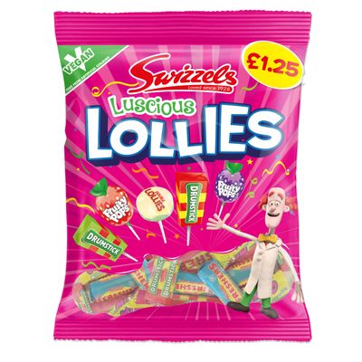 Swizzels Luscious Lollies Multipack PMP £1.25, 12 x 132g Bags, Assorted Lollipops with Drumsticks, Fruity Pops & Double Lollies, Vegan Friendly Sweets