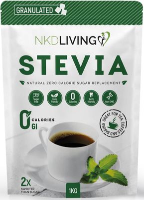NKD Living Stevia Sweetener Granules 1kg - Natural Plant-Based Sweetener - Zero Calorie, Non-GMO, Keto &amp; Vegan Friendly