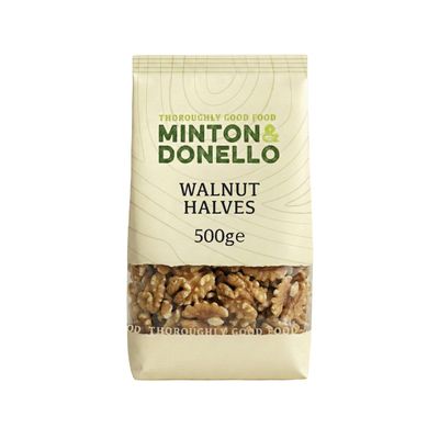 Minton &amp; Donello Crunchy Walnut Halves 500g - Fresh, Rich Nuts Great for Snacking, Oat Bowls, Baking, Salads, Recipes &amp; Adding Natural Protein to Everyday Meals