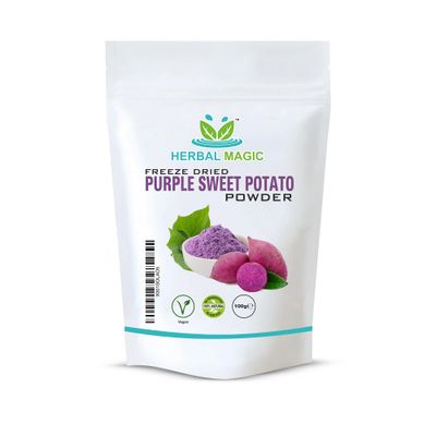 Herbal Magic's Pure Freeze Dried Purple Sweet Potato Powder, Sprinkle on Fresh Fruit, Sparkle Your Smoothies,use in raw Food Recipes, Natural Food Color100 g (Pack of 1)