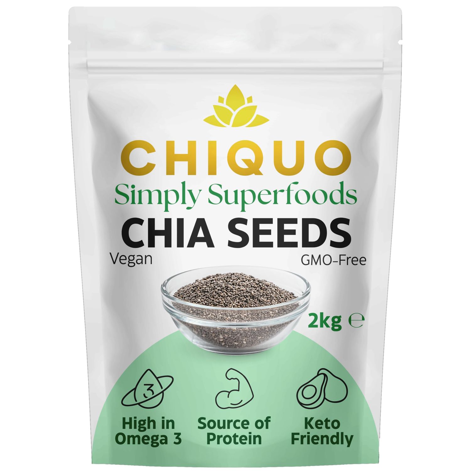 Chiquo Chia Seeds 2kg - High Nutritional Value &amp; Packed with Protein Perfect for Smoothies, Salads &amp; Keto Recipes Boost Every Meal