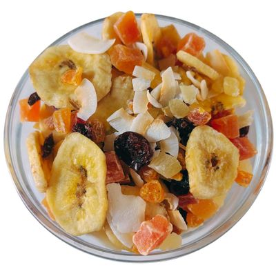 Tropical Dried Fruit Mix 1kg - Includes Dried Apricots, Banana, Pineapple, Papaya, Coconut, Cranberries - Packed Fresh In Resealable Bag - Perfect for Healthy Snacking, Baking, Vegetarian & Vegans