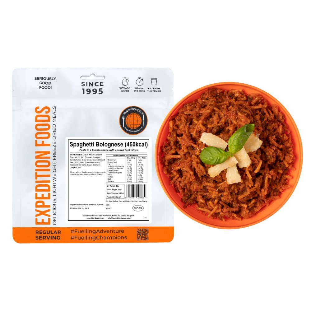 EXPEDITION FOODS Spaghetti Bolognese (Single Serving / 450KCAL) Freeze-Dried Camping &amp; Hiking Food