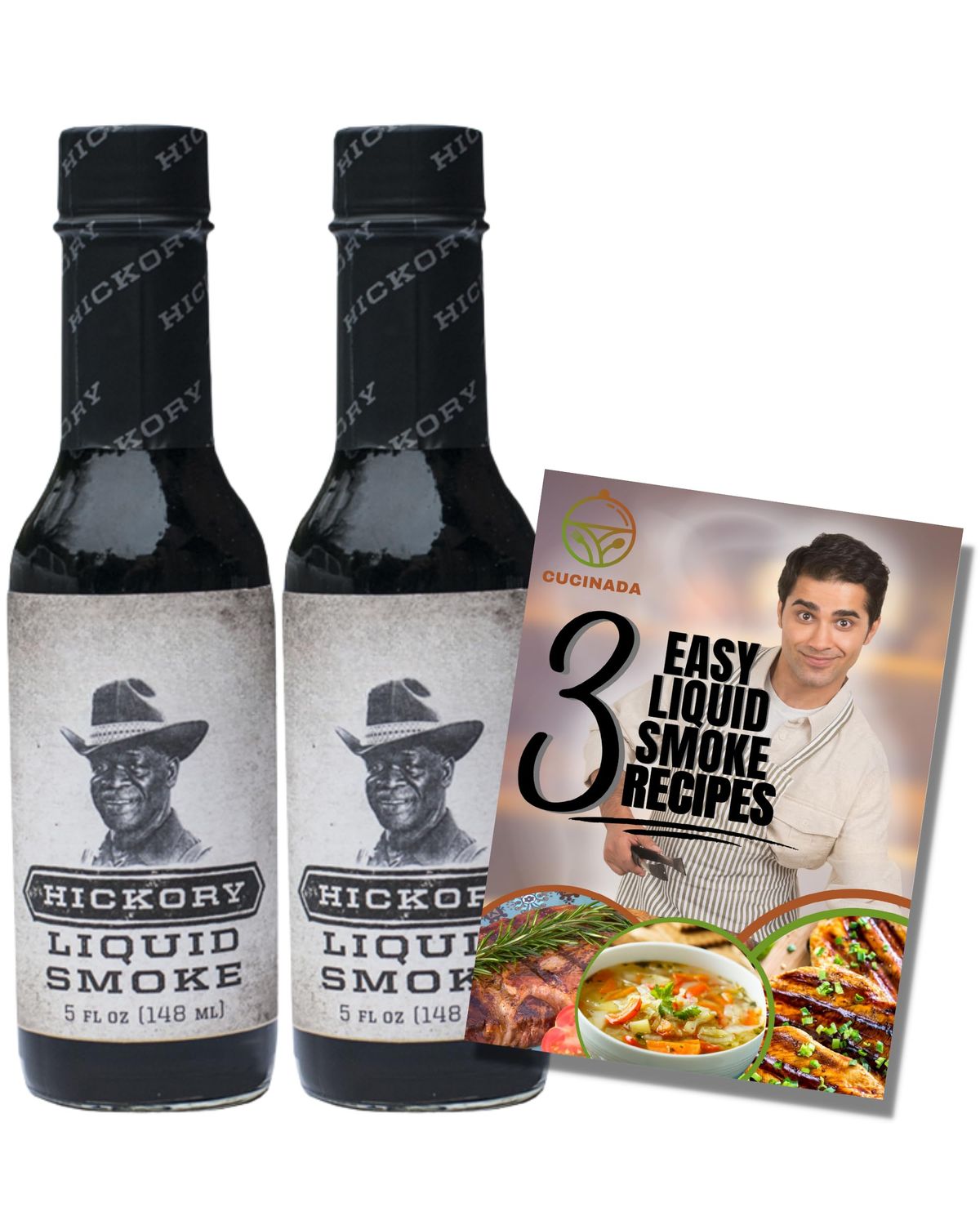 Liquid Smoke for Cooking (148 ml x 2) - Stubbs Hickory Liquid Smoke for Cooking Vegan with Recipe Leaflet Liquid Smoke Seasoning and for Flavouring Ideal for Vegetarians and Vegans l Gluten-Free
