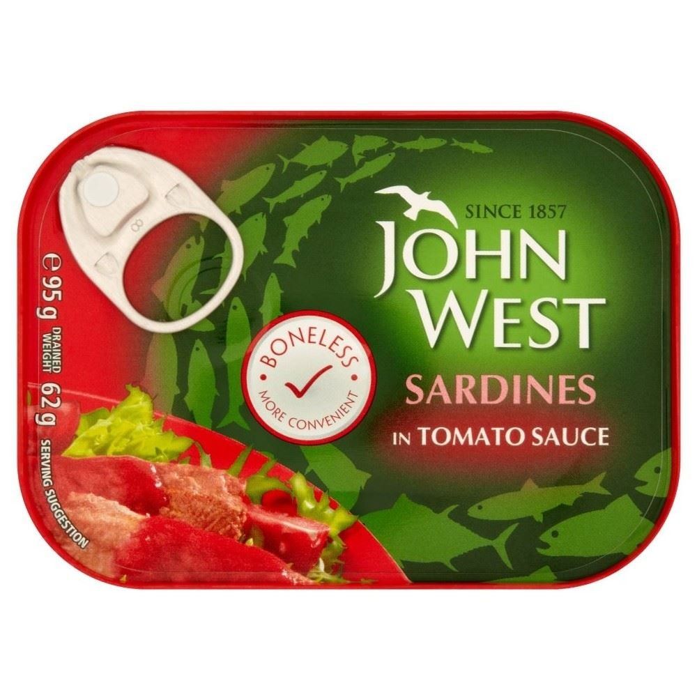 John West Sardines Skinless &amp; Boneless in Tomato Sauce (95g) - Pack of 6