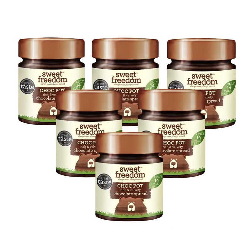 Sweet Freedom Rich &amp; Delicious Plant Based Vegan Choc Pot Chocolate Spread, 250 g, Pack of 6