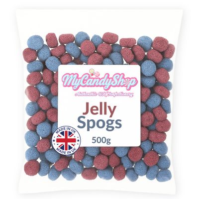 MyCandyShop Jelly Spogs Buttons 500g - Colourful Liquorice Sweets with Crunchy Beaded Coating &amp; Soft Chewy Centre, Retro Sweet from Liquorice Allsorts, Made in UK