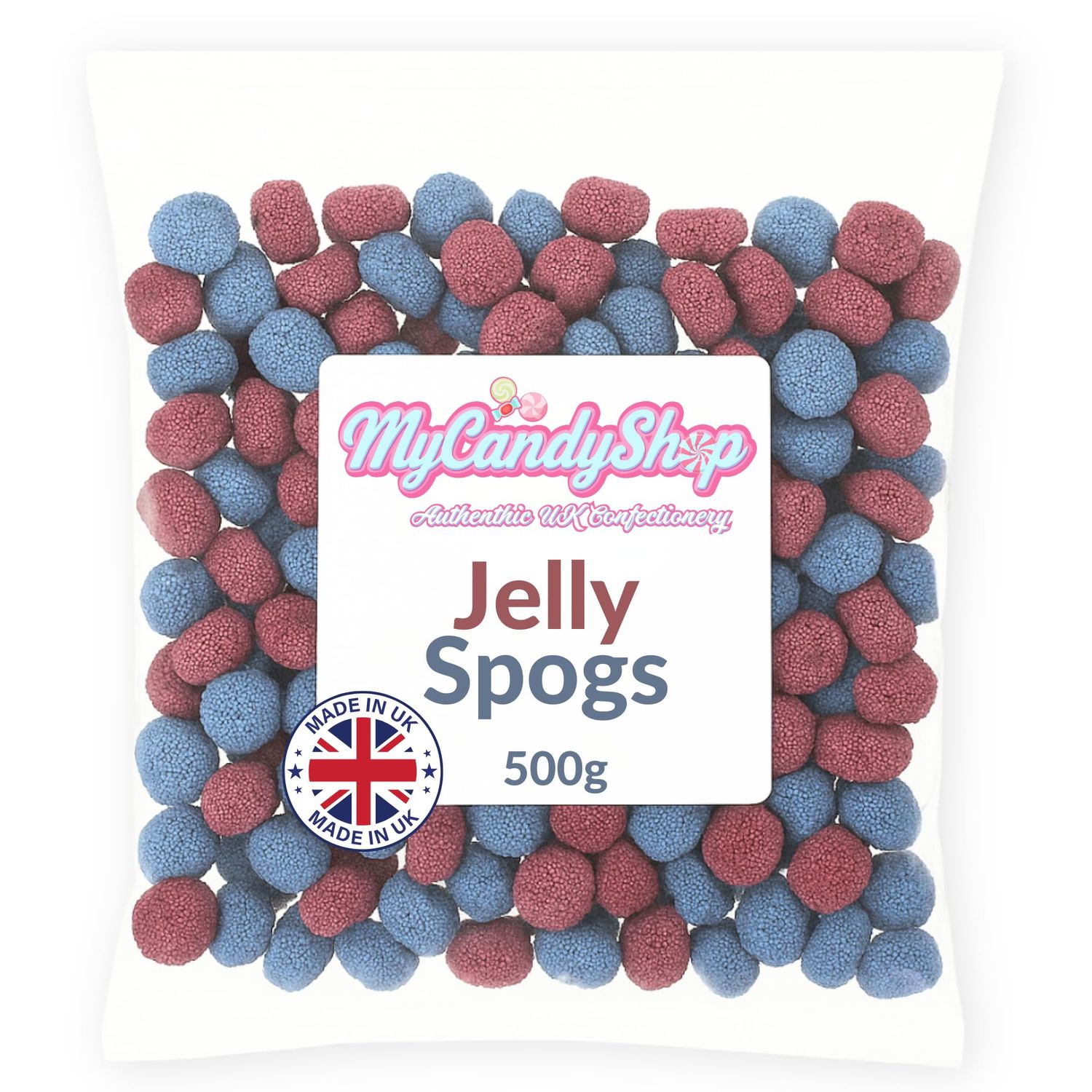 MyCandyShop Jelly Spogs Buttons 500g - Colourful Liquorice Sweets with Crunchy Beaded Coating &amp; Soft Chewy Centre, Retro Sweet from Liquorice Allsorts, Made in UK