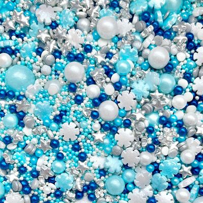 Frozen baby blue silver metallic snowflakes white Vegan Vegetarian Halal sprinkles edible pearls balls cupcake cake toppers biscuits pearls decoration 100s 1000s bright party baking ELSA