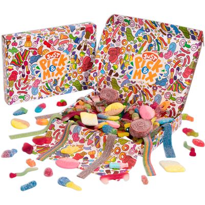 1kg Pick and Mix Sweets Gift Box - Assorted Fizzy, Sour, Jelly &amp; Gummy Sweets - Large Sweet Hamper Packed in the UK